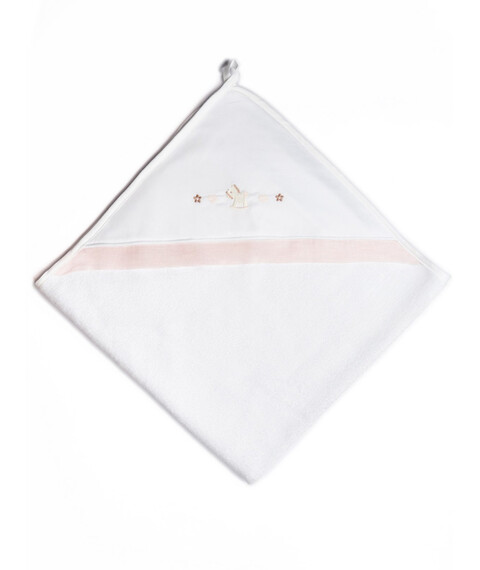 Accappatoio con cappuccio in spugna Bianco / Rosa Barcellino