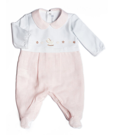 Tutina in lino e cotone Bianco / Rosa Barcellino