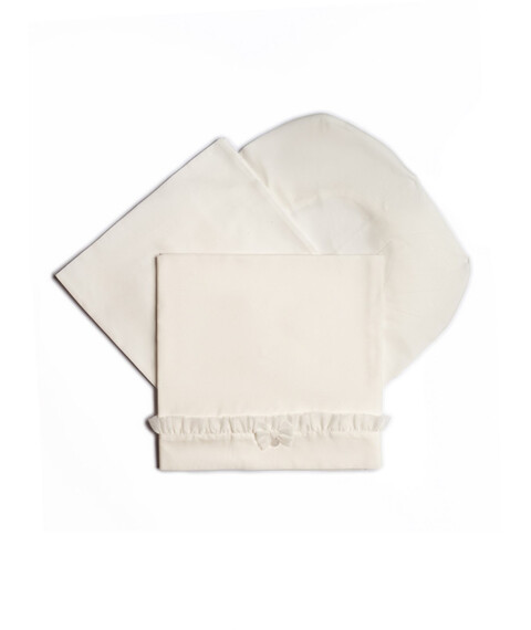 Set lenzuolino 3 pezzi per carrozzina in puro cotone Bianco Barcellino