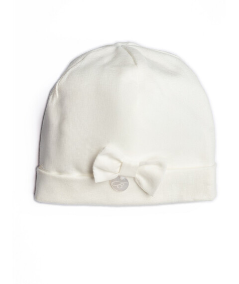Cappellino in jersey di cotone Bianco Latte con fiocchetto Barcellino
