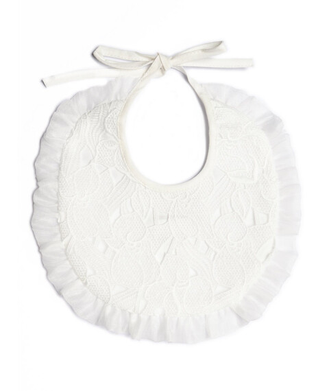 Bavetta in puro cotone con pizzo Bianco Barcellino