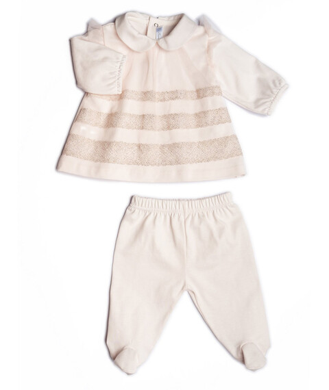 Completo 2 pezzi in puro cotone con tulle Rosa Barcellino