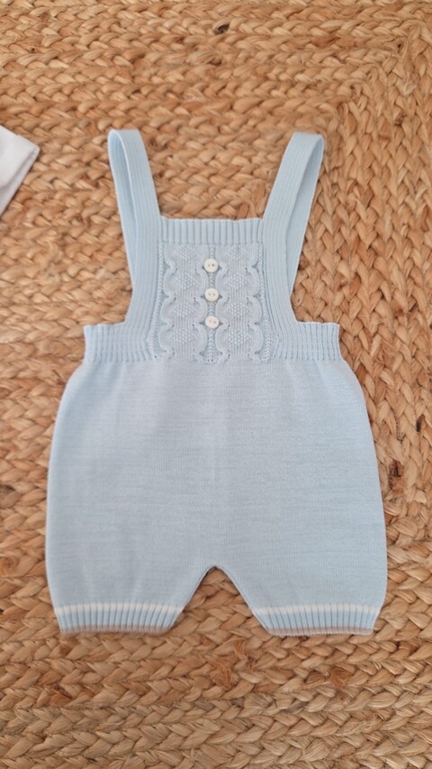 Completo nascita 4 pezzi in cotone Cielo / Noce Marlù