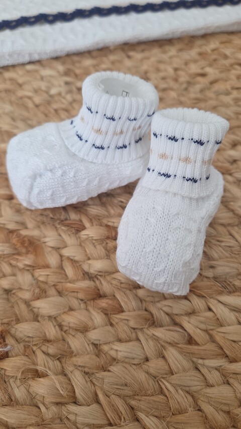 Babbucce in filo di puro cotone Bianco / Blu / Sabbia taglia unica Marlù