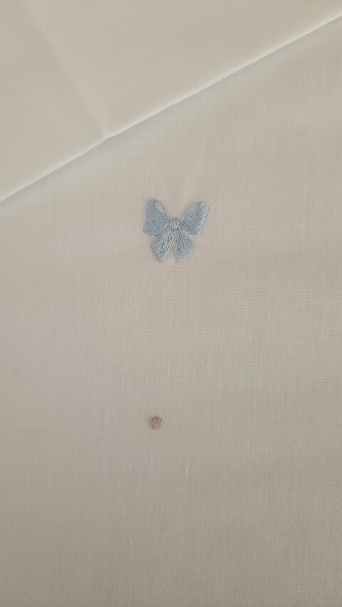 Set lenzuolino 3 pezzi per carrozzina con Fiocchetti Bianco / Cielo / Tortora Gentile Baby Couture Ricamato a mano