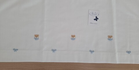 Set lenzuolino 3 pezzi per carrozzina con Orsetti Bianco / Cielo / Beige Gentile Baby Couture