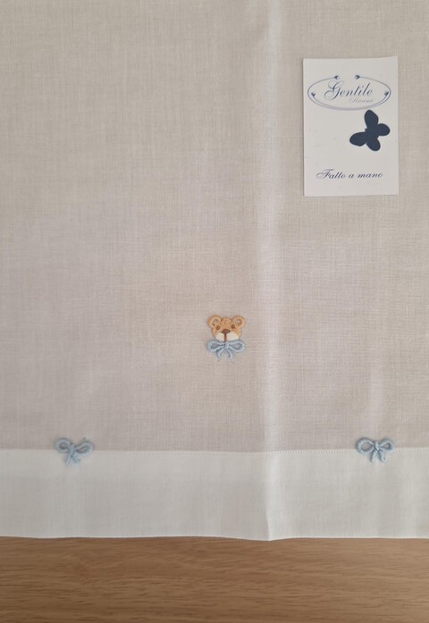 Set lenzuolino 3 pezzi per carrozzina con Orsetti Bianco / Cielo / Beige Gentile Baby Couture