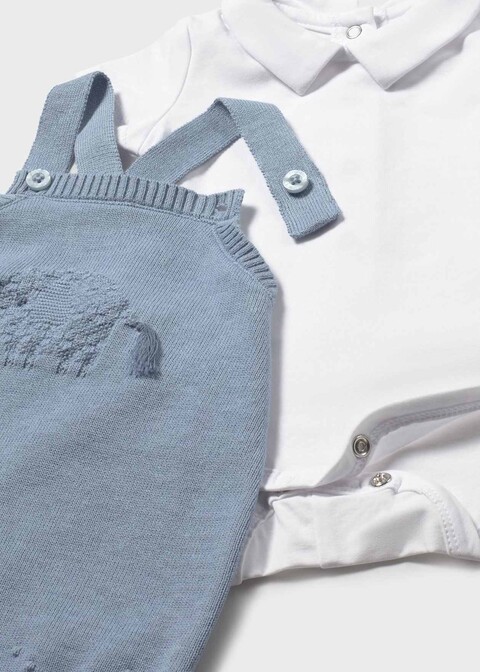 Salopette 2 pezzi in cotone Azzurro / Bianco Mayoral
