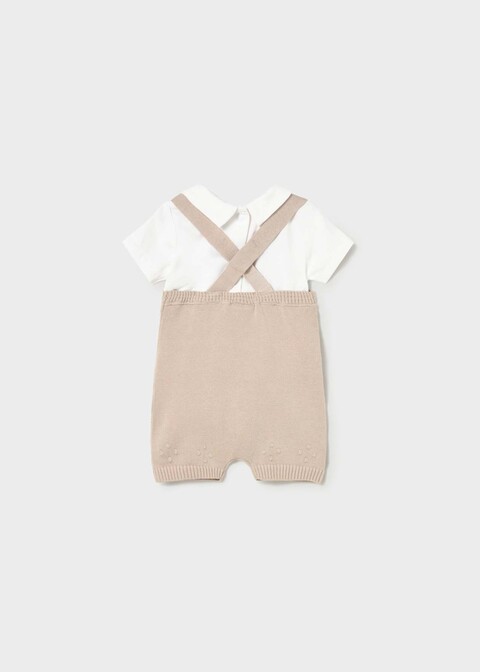 Salopette 2 pezzi in cotone Tortora / Bianco Mayoral