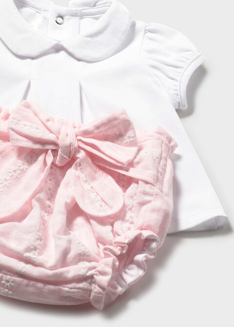 Completo 3 pezzi in cotone Rosa / Panna Mayoral