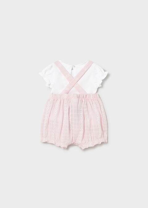 Salopette 2 pezzi in cotone Rosa / Bianco taglia 4-6 mesi Mayoral