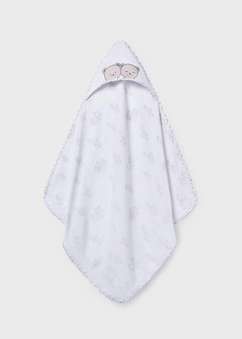 Accappatoio in spugna con cappuccio e orsetti Bianco / Beige Mayoral