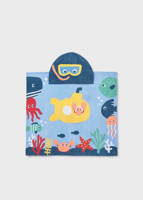 Poncho in spugna con cappuccio Azzurro Mayoral