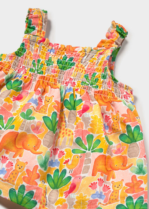 Vestito stampato in puro cotone con fascetta Mayoral