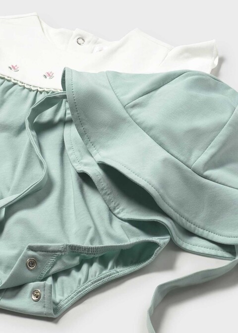 Pagliaccetto in jersey di cotone con cappellino Verde Acqua Mayoral