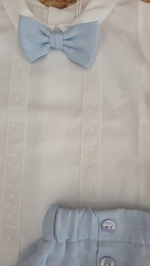 Completo 3 pezzi elegante in cotone Bianco / Cielo Ninnaoh