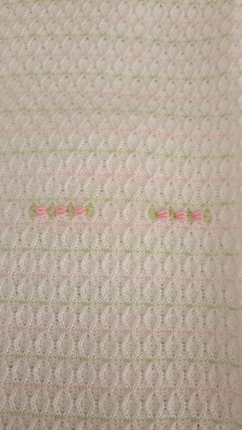 Copertina per carrozzina in filo di puro cotone Bianco / Rosa Pesco / Lime Marlù