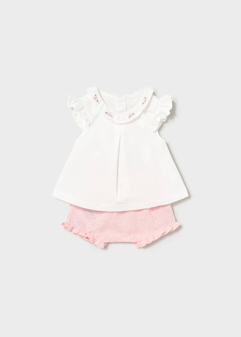 Completo 2 pezzi in cotone Bianco / Rosa Mayoral