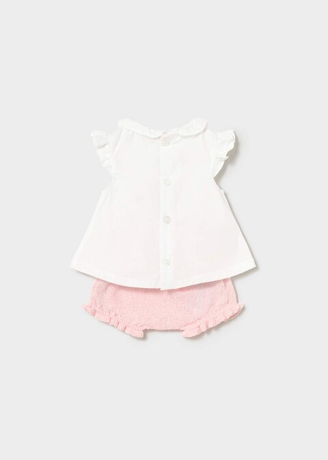 Completo 2 pezzi in cotone Bianco / Rosa Mayoral