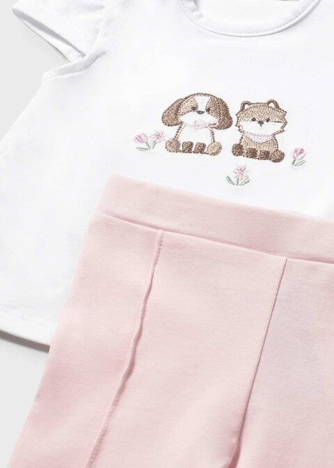 Tuta 3 pezzi in cotone Rosa Mayoral