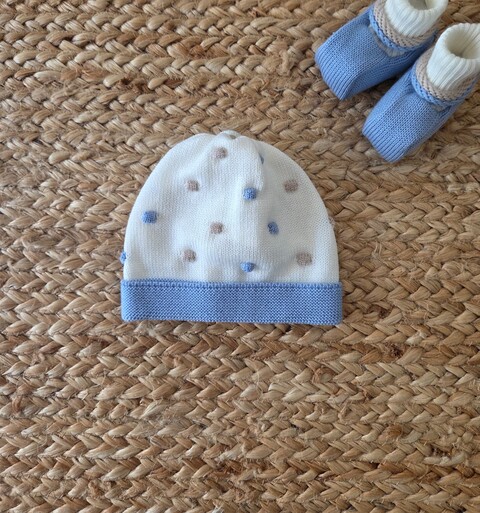 Cappellino in pura lana Vaniglia / Cielo Polvere / Cammello taglia unica Marlù