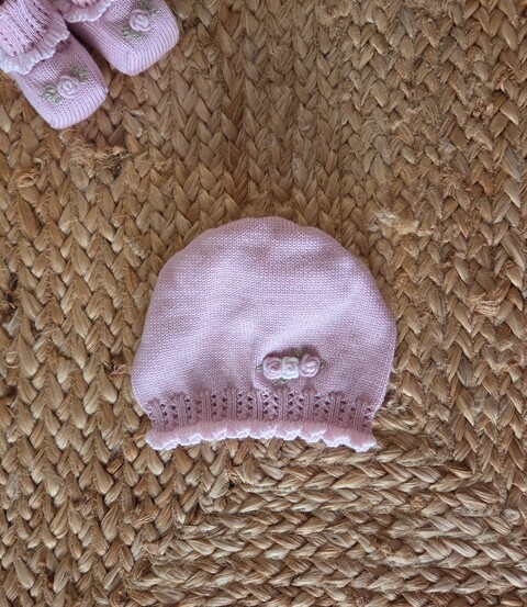 Cappellino in pura lana Marsala / Rosa taglia unica Marlù