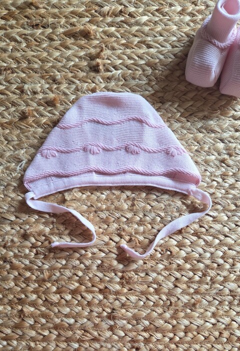 Cuffietta in pura lana Rosa / Marsala taglia 0-3 mesi Marlù