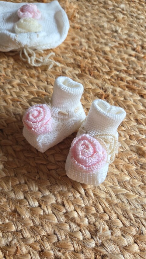 Babbucce in pura lana Vaniglia / Rosa / Cammello taglia unica Marlù
