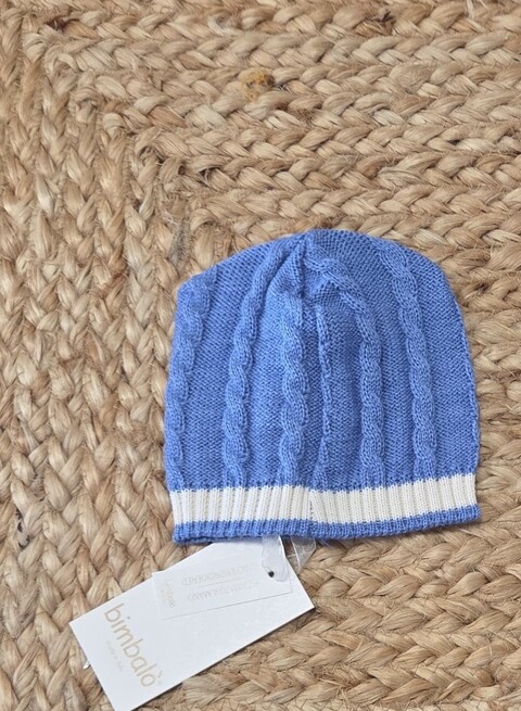 Cappellino in pura lana Azzurro taglia 1 mese Bimbalò