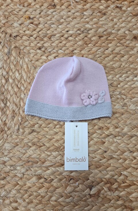 Cappellino in pura lana Rosa taglia 1 mese Bimbalò