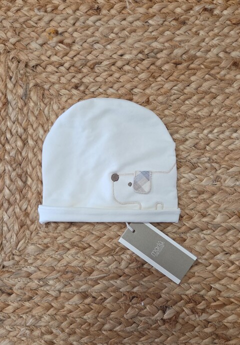 Cappellino in caldo cotone Panna / Grigio / Ecrù taglia 0-3 mesi Marlù