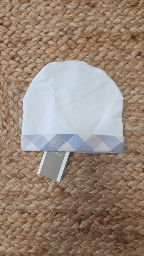 Cappellino in caldo cotone Panna / Cielo / Grigio / Beige taglia 0-3 mesi Marlù
