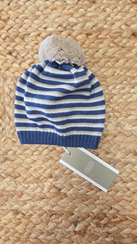 Cappellino in pura lana Blu / Naturale taglia unica Marlù