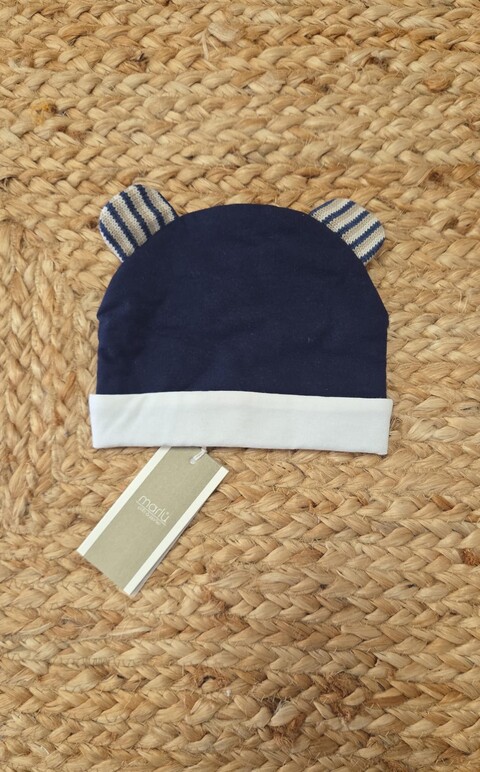 Cappellino in caldo cotone Blu / Naturale taglia 0-3 mesi Marlù