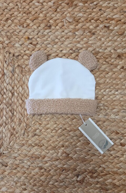 Cappellino in caldo cotone Vaniglia / Beige / Tabacco taglia 0-3 mesi Marlù