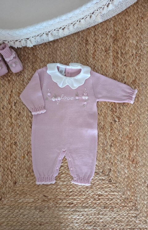 Tutina in pura lana Marsala / Rosa taglia 0-3 mesi Marlù