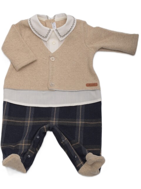 Tutina in caldo cotone Tortora / Blu taglia 3 mesi Barcellino