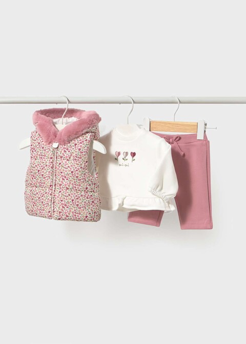 Completo 3 pezzi in caldo cotone Rosa Cipria Mayoral