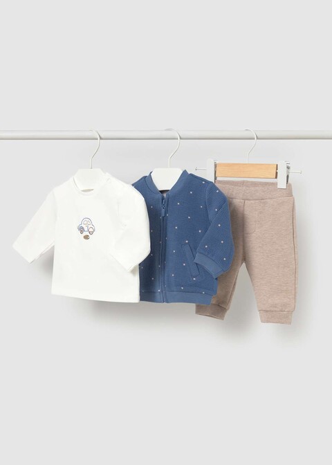 Tuta 3 pezzi in caldo cotone Blu / Tortora Mayoral