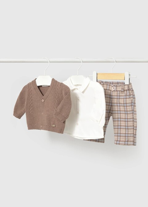 Completo 3 pezzi elegante in caldo cotone Marrone / Beige Mayoral