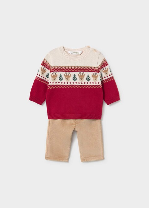 Completo 2 pezzi in caldo cotone Rosso / Beige Mayoral