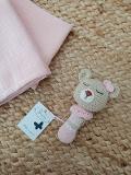 Box regalo mussole e sonaglino Amigurumi Rosa Gentile Baby Couture Orsetto