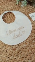 Bavetta Love Dad in piquet di cotone Bianco Gentile Baby Couture Ricamo a macchina