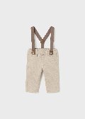 Pantalone con bretelle in caldo cotone Beige Mayoral