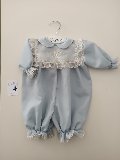 Tutina in wool di lana e organza di seta Gentile Baby Couture Ricamata a mano