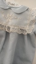 Tutina in wool di lana e organza di seta Gentile Baby Couture Ricamata a mano