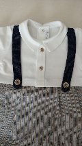Pagliaccetto in cotone e lino Bianco / Blu taglia 3 mesi Barcellino