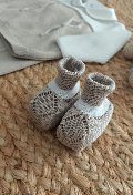 Babbucce in filo di puro cotone Noce / Bianco taglia unica Marlù