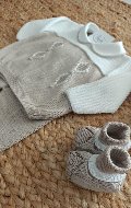 Babbucce in filo di puro cotone Noce / Bianco taglia unica Marlù
