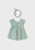 Vestito in puro cotone con fascetta Verde Acqua Mayoral